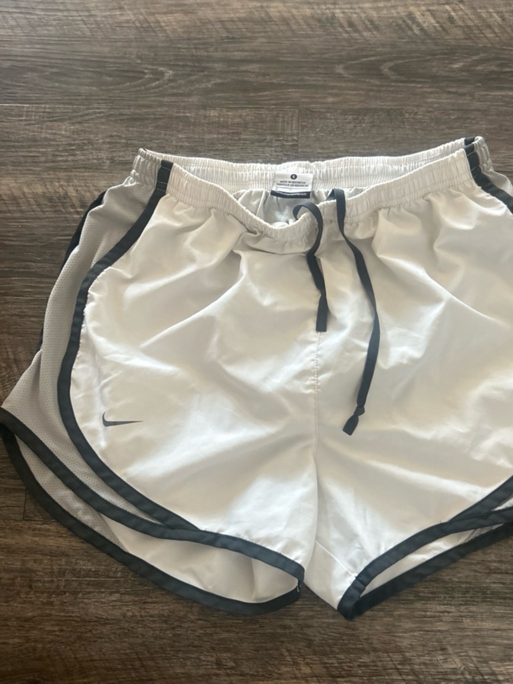 Nike Dri-Fit White Athletic Shorts with Black Tag